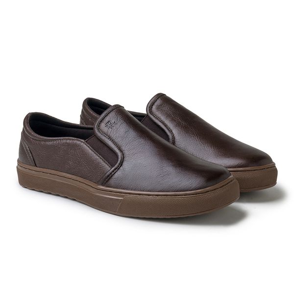 Slip On Yate Masculino Connect em Couro - Café