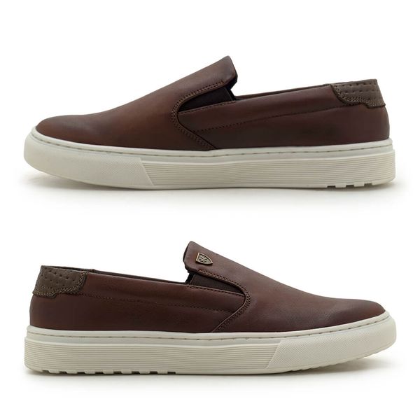 Slip On Masculino Connect Brown + Grátis Relógio Digital Preto