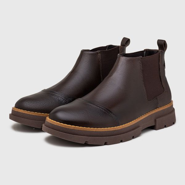 Bota Chelsea Laroche Everest em Couro - Café | Calçados Laroche