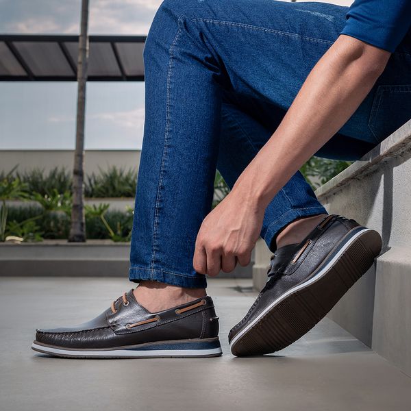 Mocassim Dockside Florença em Couro Floater Café Calçados Laroche