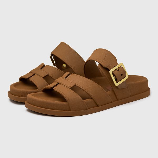 Sandália Feminina Laroche Helena - Camel | Calçados Laroche