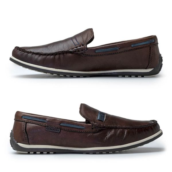 Mocassim Paraty Masculino de Couro Caf Cal ados Laroche