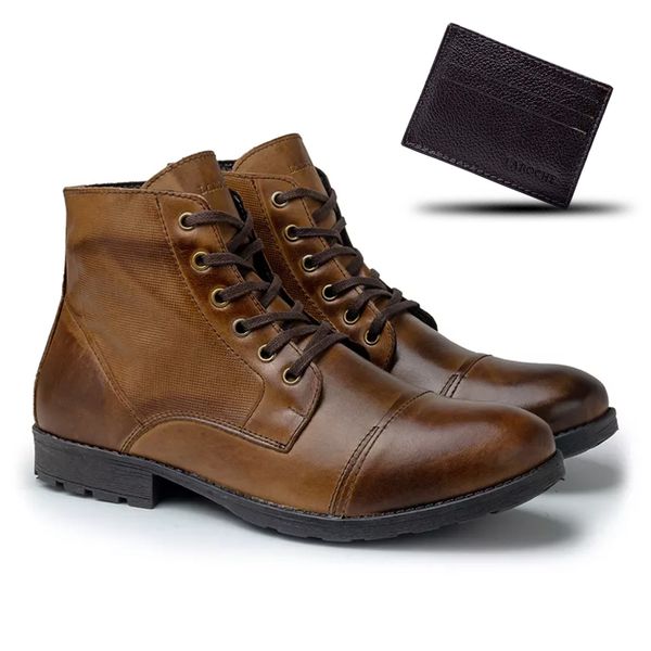 Bota Saara Retro Masculina em Couro - Marrom