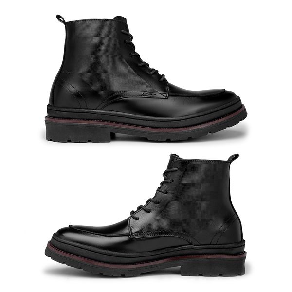 Bota Masculina Londres em Couro Legitimo Preto Brinde Porta