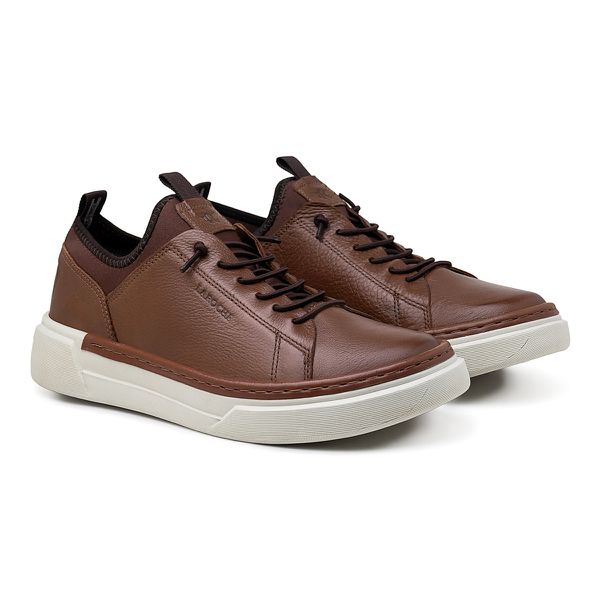 Sapatenis Casual Masculino Titanium em Couro - Chocolate