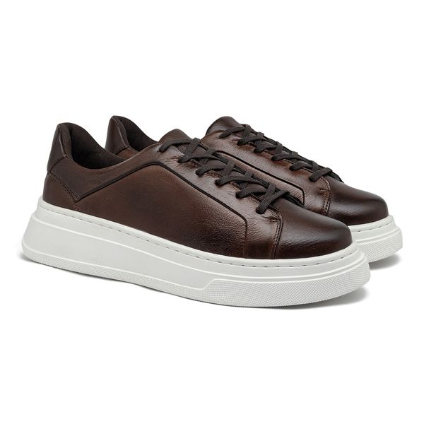 Sapatenis Casual Masculino Laroche Toquio em Couro - Café