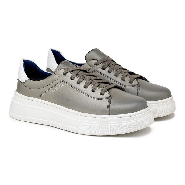 Sapatenis Casual Masculino Toquio em Couro - Silver