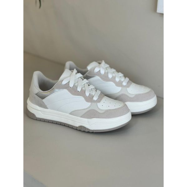 Tênis Feminino Style Branco/ Off White/ Prata
