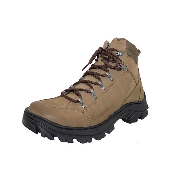 Bota Coturno Adventure em couro Mega boots 17003 Kaki