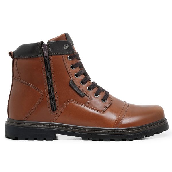 Bota Coturno 6017 em couro Pull up Whisky Liso 