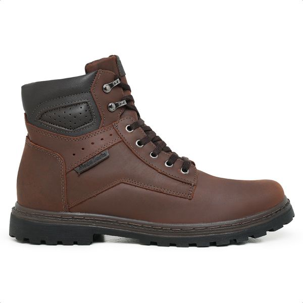 Bota Coturno Mega Boots 6019 em Couro Crazy Horse Havana-Cafe Fosco 