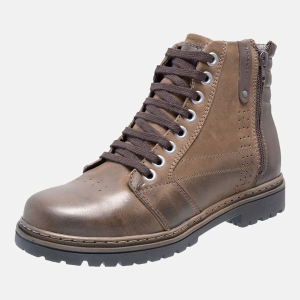 Bota Coturno em Couro Mega Boots 6026 Chumbo-Cafe