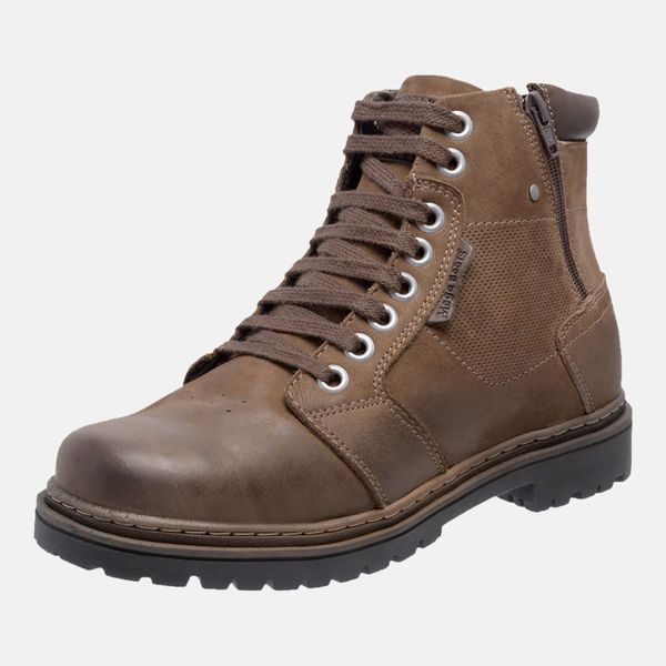 Bota Coturno em Couro Mega Boots 6027 Chumbo-Cafe