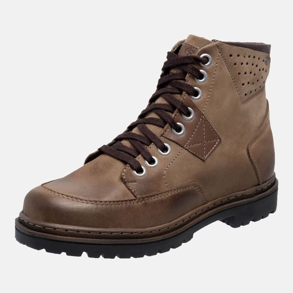 Bota Coturno em Couro Mega Boots 6029 Kaki-Chocolate