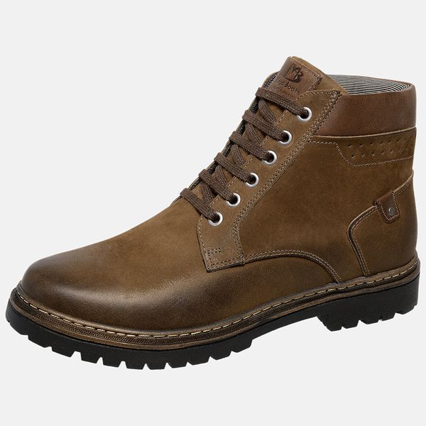 Bota Coturno em Couro Mega Boots 6033 Chumbo-Cafe