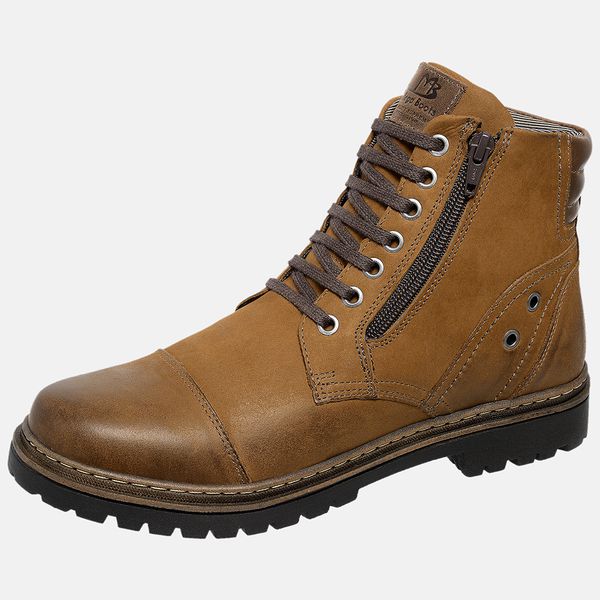 Bota Coturno em Couro Mega Boots 6034 Taupe-Cafe