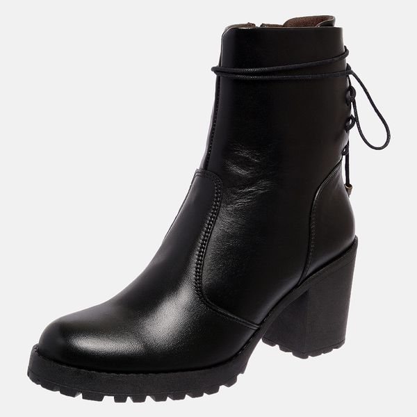 Bota Feminina Tratorada Mega Boots em Couro - Preto - 1427