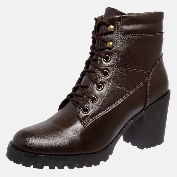 Bota Feminina Tratorada Mega Boots em Couro - Cafe - 1429