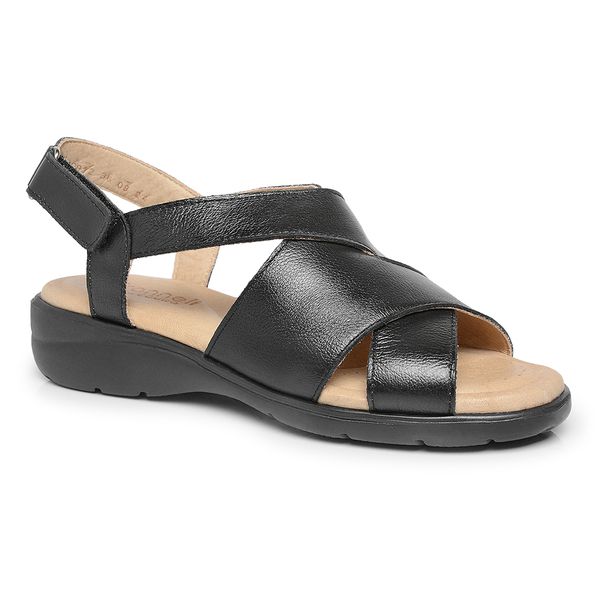 SANDÁLIA EM COURO FEMININA VEST PRETO