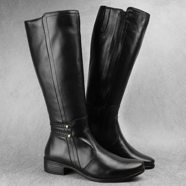 Bota Feminina Montaria Salto Baixo Couro Legítimo