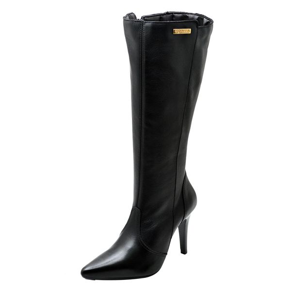 Bota Social Classica Preta Lisa e Salto Alto Loja Miuzzi