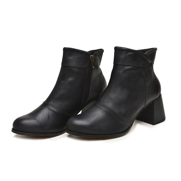 Bota Iris Cano Baixo Couro Legítimo