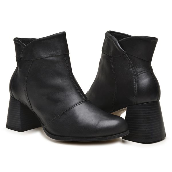 Bota Iris Cano Baixo Couro Legítimo