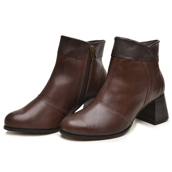 Bota Iris Cano Baixo Couro Legítimo