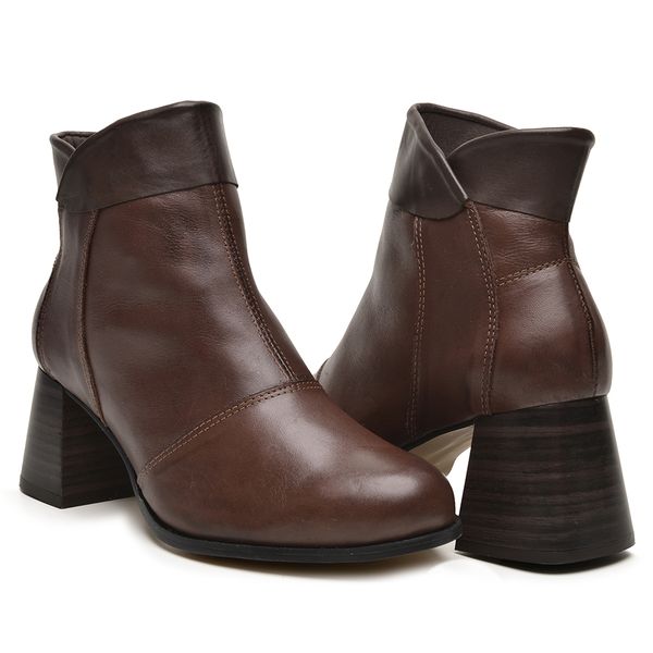 Bota Iris Cano Baixo Couro Legítimo
