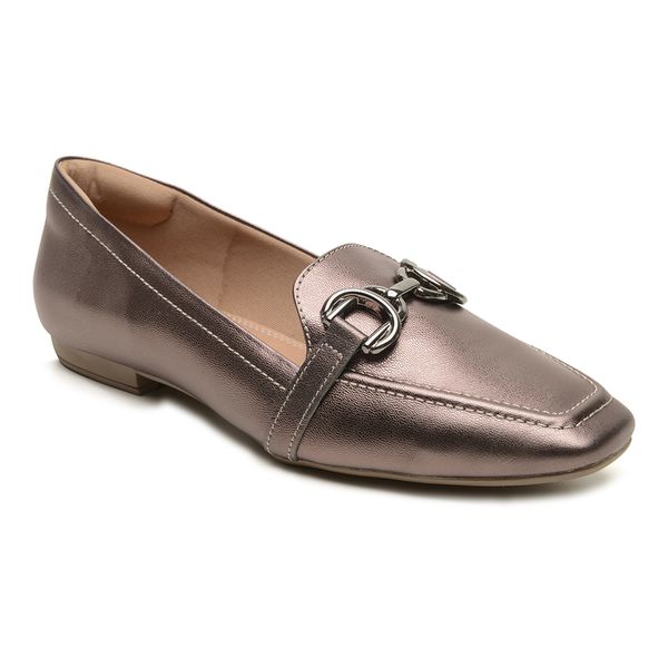 Mocassim Cláudia Feminino Metalizado Couro Legítimo
