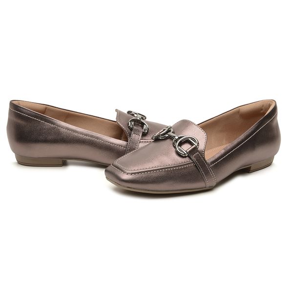Mocassim Cláudia Feminino Metalizado Couro Legítimo