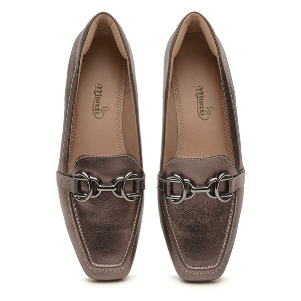 Mocassim Cláudia Feminino Metalizado Couro Legítimo