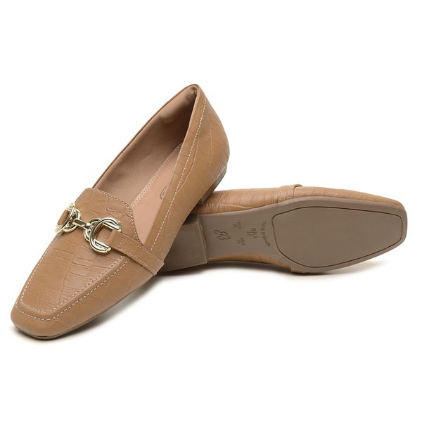Mocassim Cláudia Feminino Croco Couro Legítimo