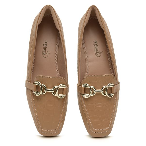 Mocassim Cláudia Feminino Croco Couro Legítimo