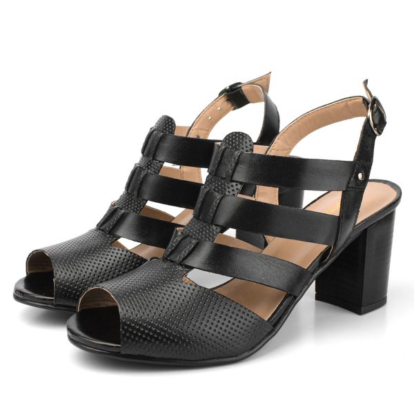 Sandália Peep Toe Couro Legítimo
