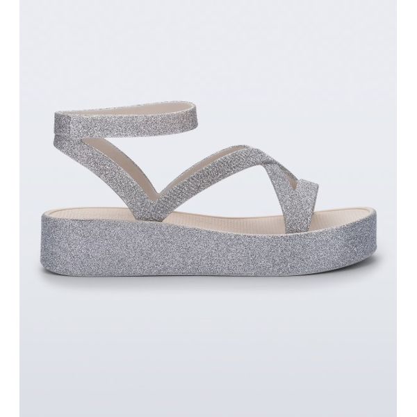 Melissa Sandália Sun Barra Platform II - Prata Glitter 