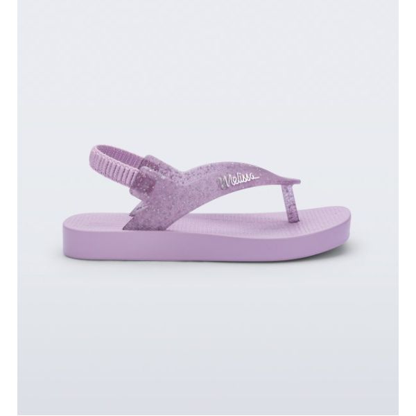 Mini Melissa Sandália Sun Long Beach Baby - Lilás Glitter 