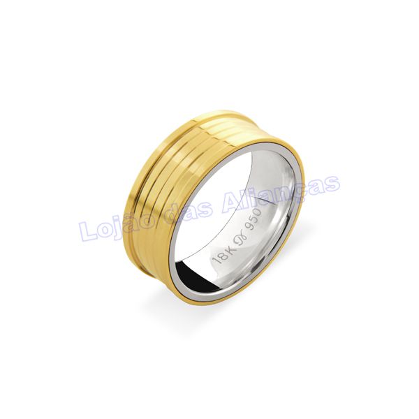 Aliança Em Ouro 18k 750 e Prata 950