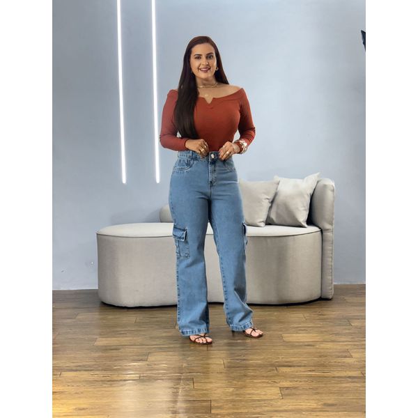 Calça jeans cargo