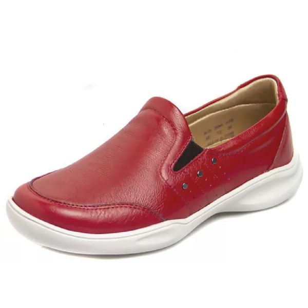 Tênis Feminino conforto couro legítimo cor vermelho