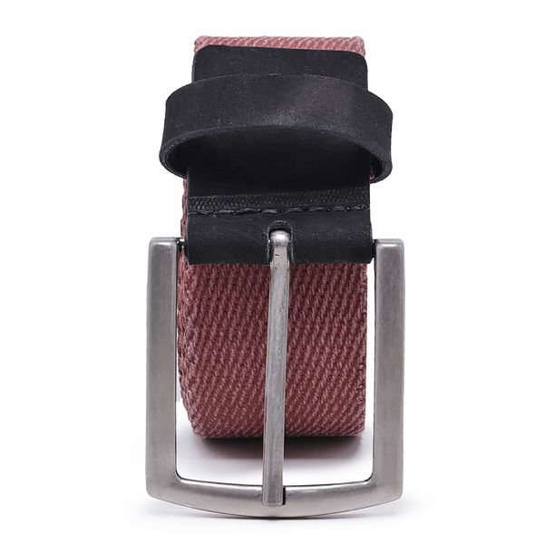 Cinto masculino casual em gorgurão cor vermelho couro legítimo preto 4 cm largura