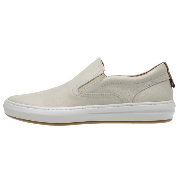 Tênis masculino slip on em couro legítimo cor gelo