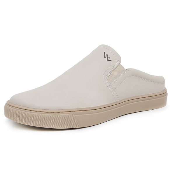Mule masculino slip on em couro legítimo cor gelo