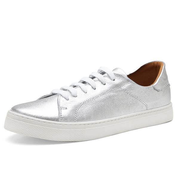 Tênis Feminino Slip On Couro Legítimo Pierrô - Prata