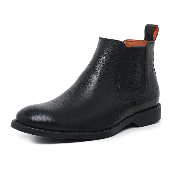 Bota Chelsea masculina couro legítimo cor preta extremo conforto