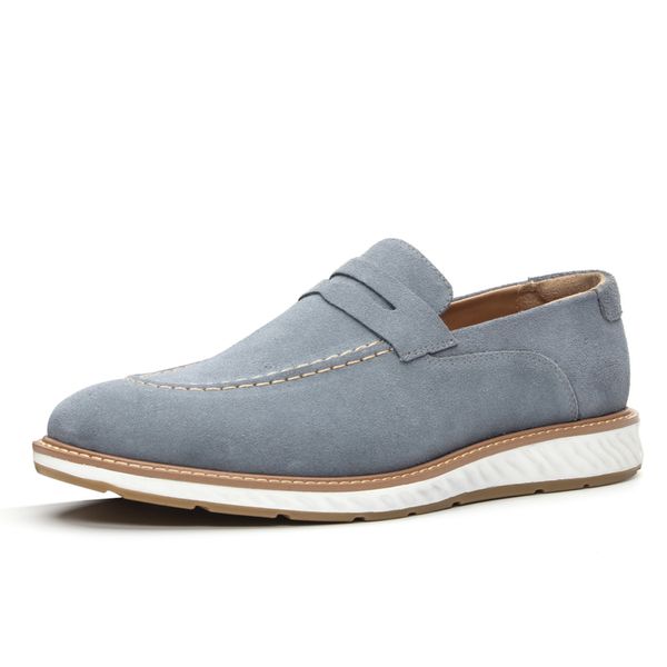 Sapato Loafer masculino couro legítimo cor azul jeans