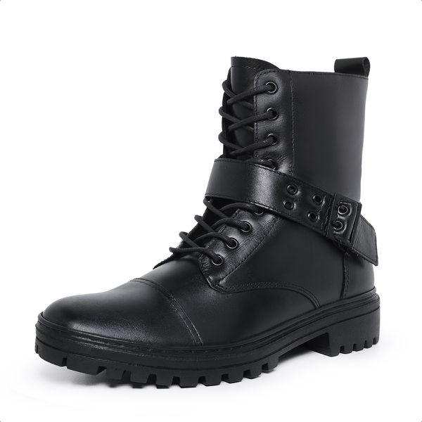 Bota motociclista masculino Pierrô couro legítimo cor preto
