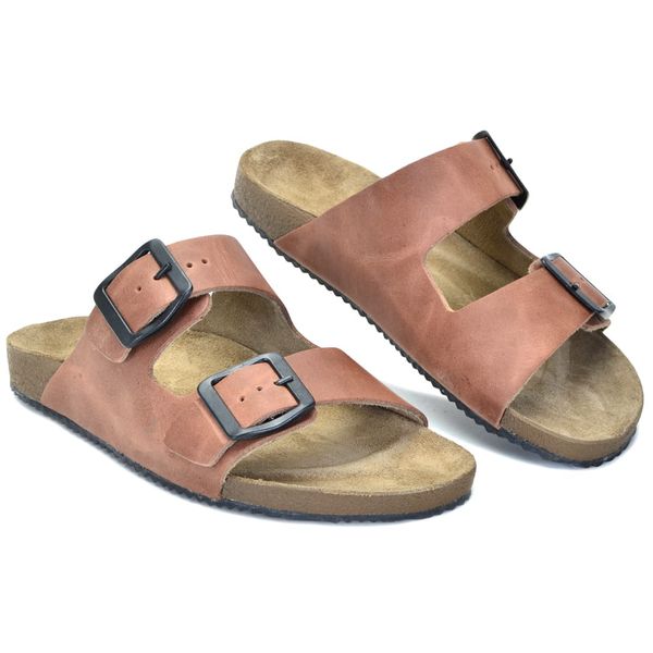 Sandália Feminina Birken Rasteira Anatômica Couro Legítimo Pierrô
