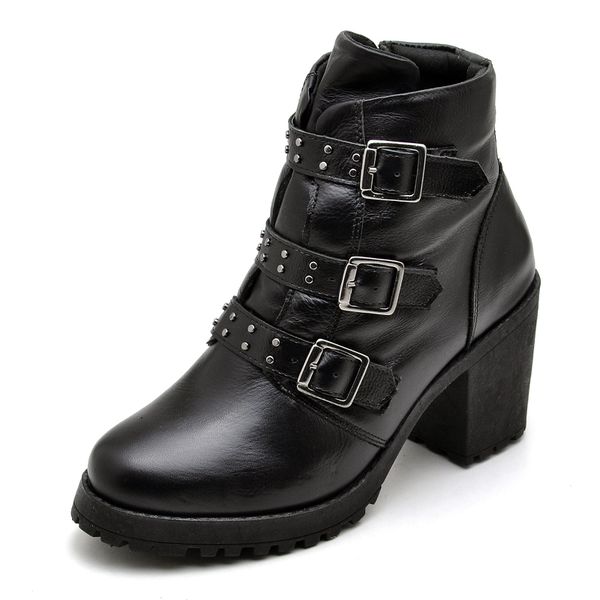 Bota Feminina saltos altos couro legítimo cor preto 