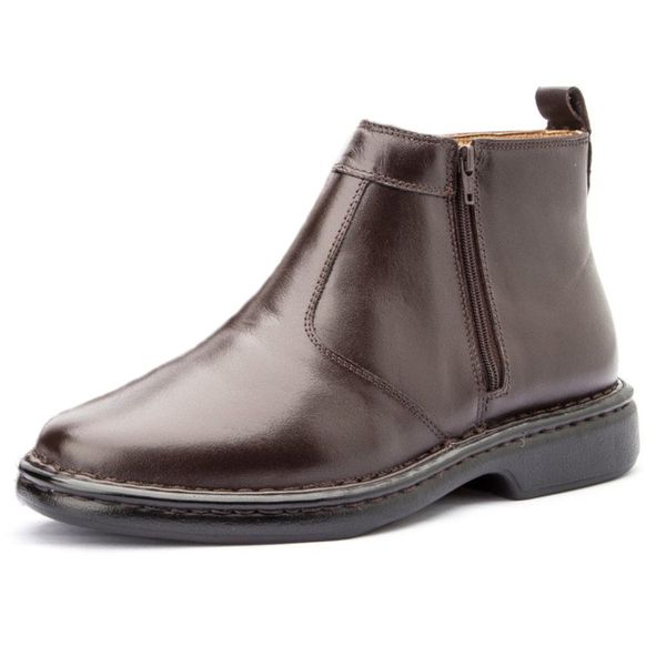 Bota Masculina social anti-stress tradicional couro legítimo cor café